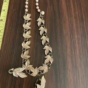 Elegant Gold and Cream Leaf Necklace
